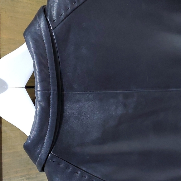 WOMENS BLACK LAMBSKIN GENUINE LEATHER SHORT COAT PETITE MEDIUM - Picture 7 of 12